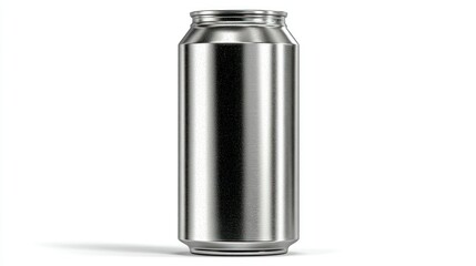 Silver Aluminum Can Isolated on White Background for Product Design and Packaging Concepts