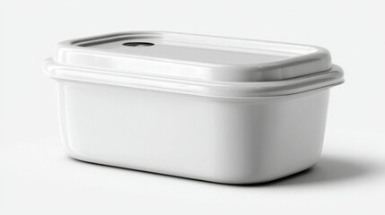 Sealed White Plastic Container with Lid for Food Storage and Organization