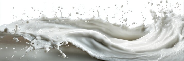 Milk Splash White Background - Dynamic of milk splashing against a white backdrop, ideal for dairy product advertising or food