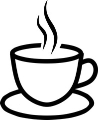Cup off coffee or tea Icon for design. Outline flat illustration. Easily editable. Perfect for restaurant or cafe menu.