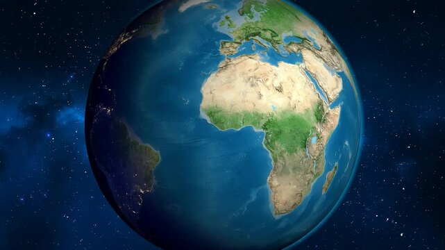 Liberia on the globe. Outline. Satellite map. No labels