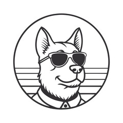 Retro Dog Portrait with Sunglasses – Minimalist Black & White Summer Vibe