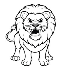 Obraz premium Angry Lion Cartoon: Free Printable Coloring Page
