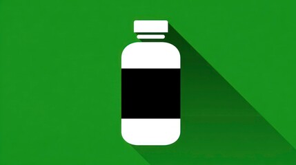 Obraz premium Minimalist Icon of a Bottle with Shadow on Green Background for Design and Marketing Purposes
