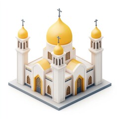 Isometric illustration of a religious building.