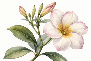 Fototapeta premium Gordonia lisianthus Flower, watercolor clipart illustration with isolated background