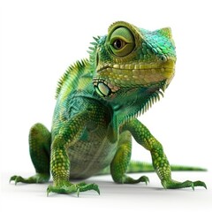 Obraz premium Detailed, digital rendering of a vibrant green reptile.