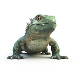 Obraz premium 3D rendered illustration of a large, green lizard, viewed from the front.