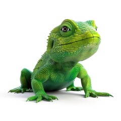 Obraz premium Vivid, digital rendering of a vibrant green lizard.