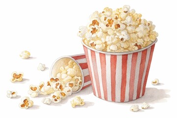 Popcorn watercolor clipart illustration with isolated background
