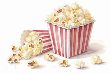 Popcorn watercolor clipart illustration with isolated background