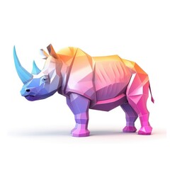 Fototapeta premium Colorful polygonal rhinoceros design with vibrant hues.