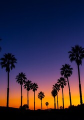 Naklejka premium Sunset Silhouette Serenade AI Generated