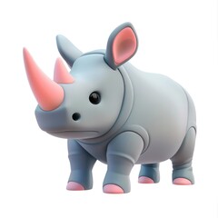 Fototapeta premium Cute 3D rendering of a stylized rhinoceros.