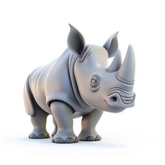 Obraz premium Three-dimensional rendering of a rhinoceros against a plain background.