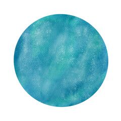 Beautiful Uranus planet of the space solar system isolated on white background. Watercolor digital illustration. Cute items for kids for the design, decoration of clothes, room, interior, textile