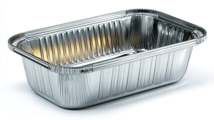 Empty Aluminum Foil Container with Ribbed Design for Food Storage and Baking