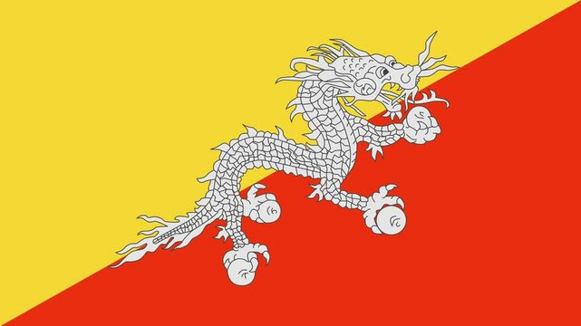 bhutan flag with animated light sweep