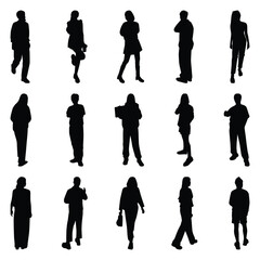 Vector collection set of individual people silhouettes.