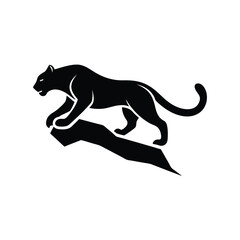 Majestic black panther silhouette on rock