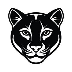 Majestic cougar head black and white illustration