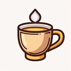 Obraz premium A stylized cup filled with liquid, possibly tea or coffee, with a small wisp of steam.