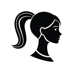 Woman profile silhouette high ponytail hair style