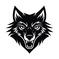 Aggressive black wolf head vector illustration