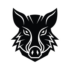 Stylized wild boar head black and white design