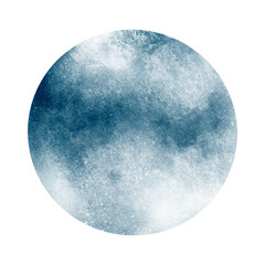 Beautiful space galaxy blue and white planet isolated on white background. Watercolor digital illustration. Cute items for kids for the design, decoration of clothes, room, interior