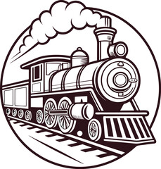 Fototapeta premium Moving Retro Steam Locomotive SVG | Vintage Train Vector Clipart for Cricut & Design Projects