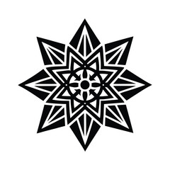 Abstract black star mandala geometric design