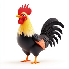 Fototapeta premium Rendered illustration of a rooster against a white background.