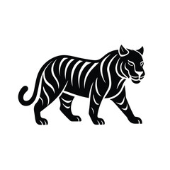 Majestic black tiger silhouette walking design