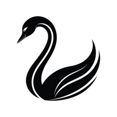 Elegant black swan bird logo design illustration