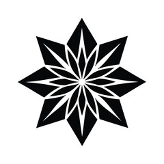Abstract black eight pointed star mandala design