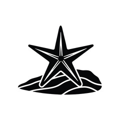 Starfish on beach sand simple black icon