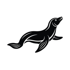 Elegant black seal silhouette aquatic mammal design