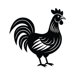 Majestic rooster black silhouette farm animal design