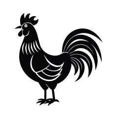 Majestic rooster silhouette farm animal design
