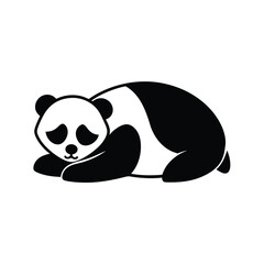 Sad panda bear lying down cartoon illustration