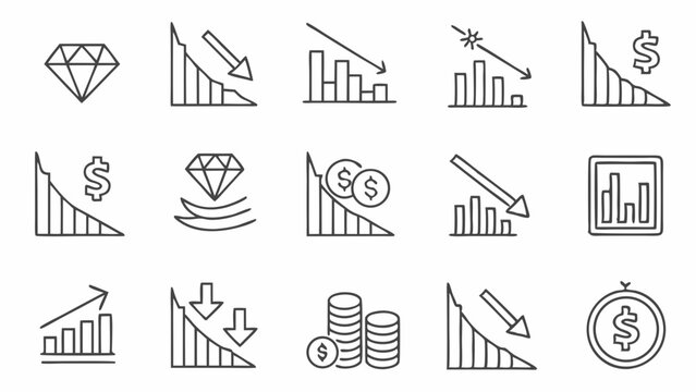 Increase and Decrease Stroke icon collections. Containing Increase, Decrease, Growth, Fall, up, down icons. Editable Stroke icon collections.

