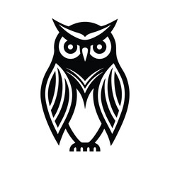 Majestic black and white owl tribal design