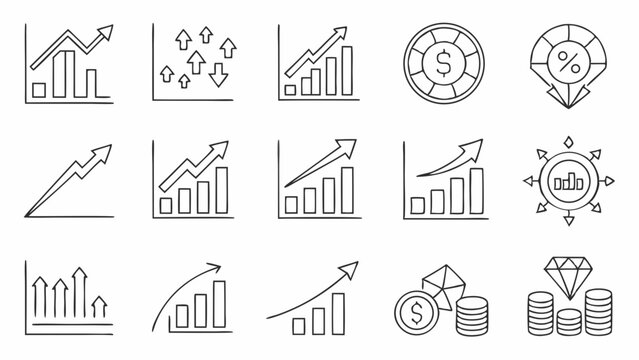 Increase and Decrease Stroke icon collections. Containing Increase, Decrease, Growth, Fall, up, down icons. Editable Stroke icon collections.
