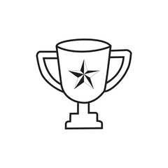 Black and White Trophy Icon with Star – Vector Illustration