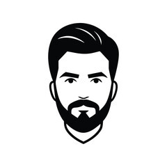 Stylish man face icon black and white avatar