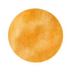 Beautiful space galaxy orange and yellow planet isolated on white background. Watercolor digital illustration. Cute items for kids for the design, decoration of clothes, room, interior