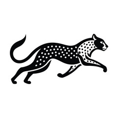 Elegant black cheetah running silhouette design