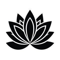Black and white stylized lotus flower design