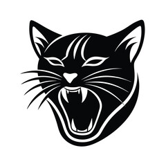 Obraz premium Aggressive black cat head silhouette design